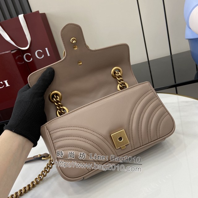 Gucci專櫃古馳最新款Marmont系列絎縫迷你手袋原廠皮鏈條女士挎包 jh2198型號：446744